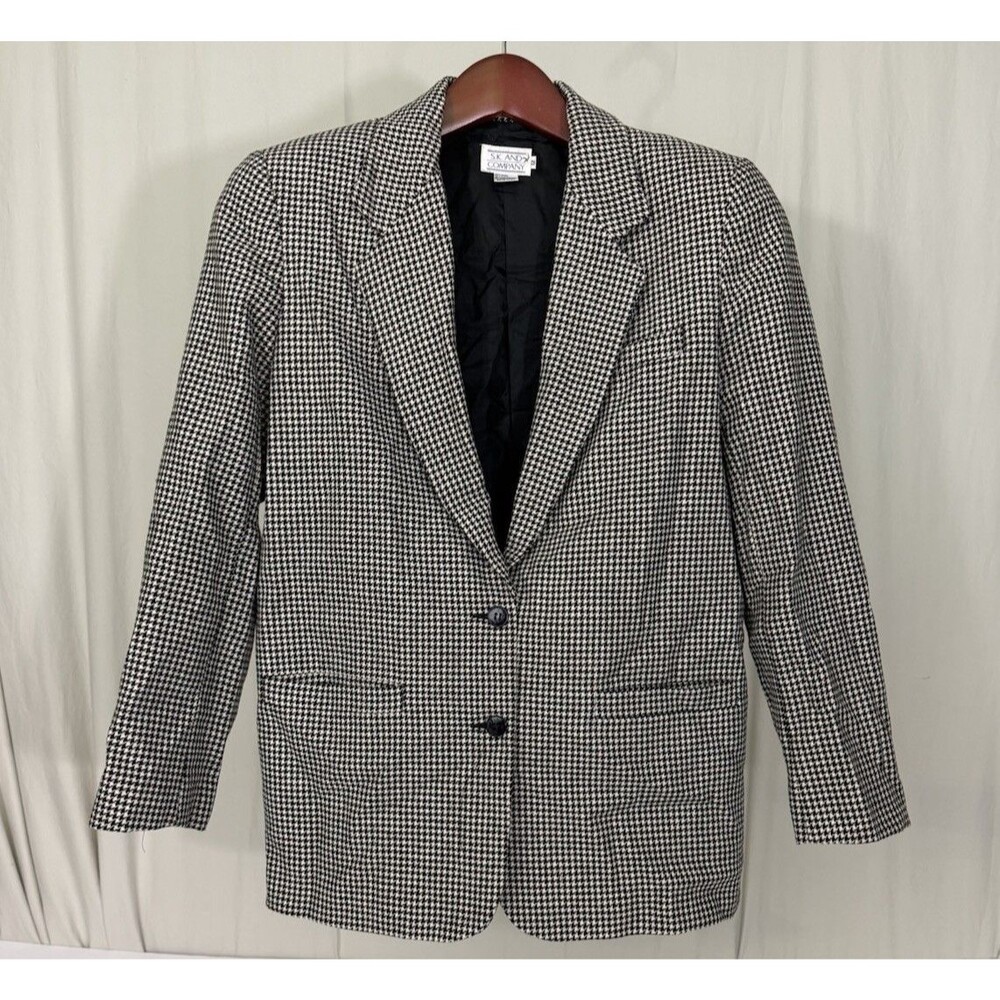 Vintage Sag Harbor Blazer Wool Blend Women’s 12 Houndstooth 90s Model Off Duty
